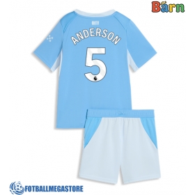 Fotballdrakt Barn Manchester City Elliot Anderson #5 Hjemmedraktsett 2026-27 Kortermet (+ Korte bukser)